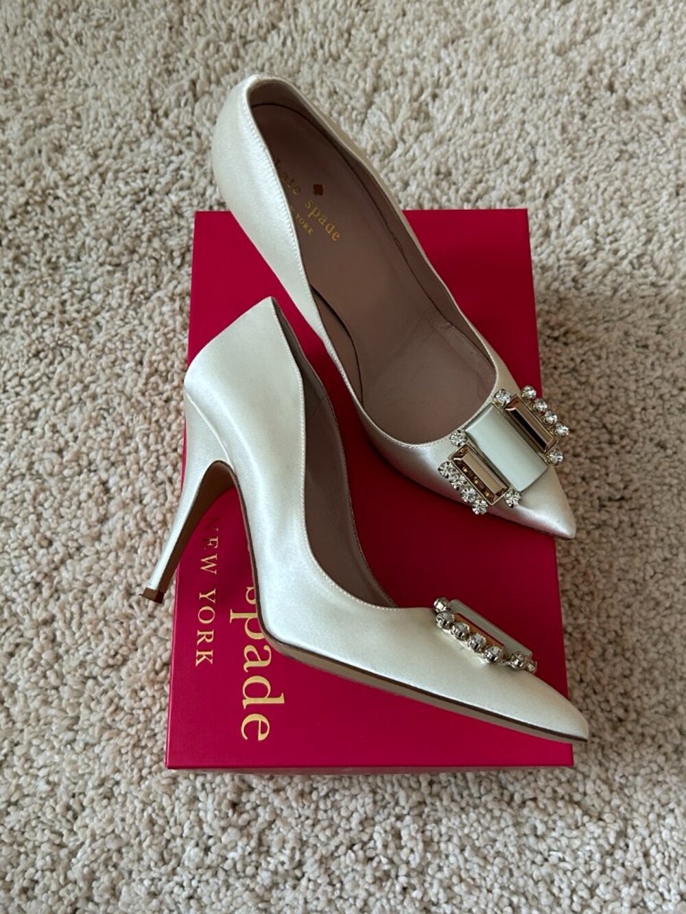 Kate Spade Laylee Ivory White Satin Wedding Heels